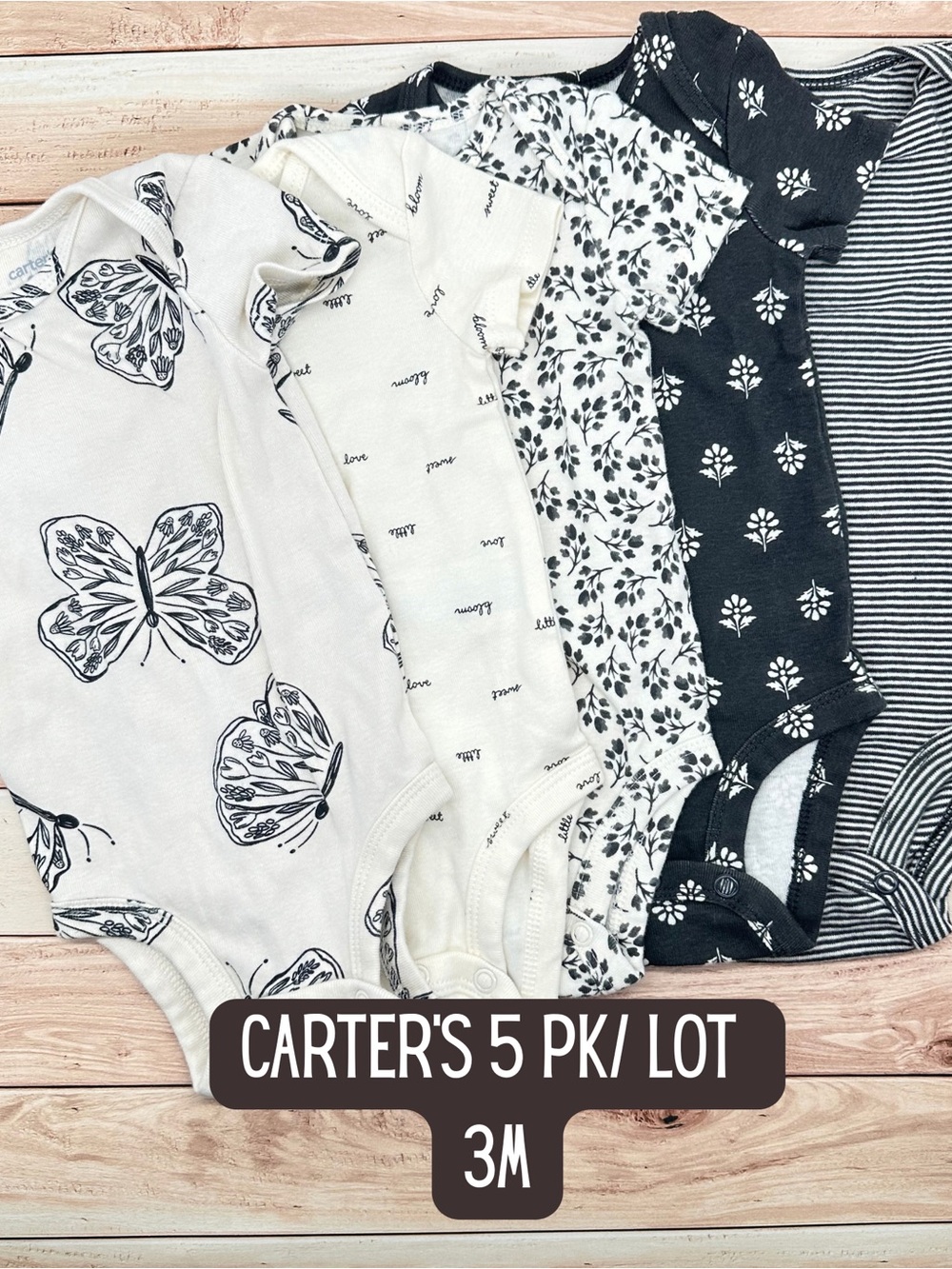 Carter's Black & White 5-Pack Baby One-Piece Bodysuits